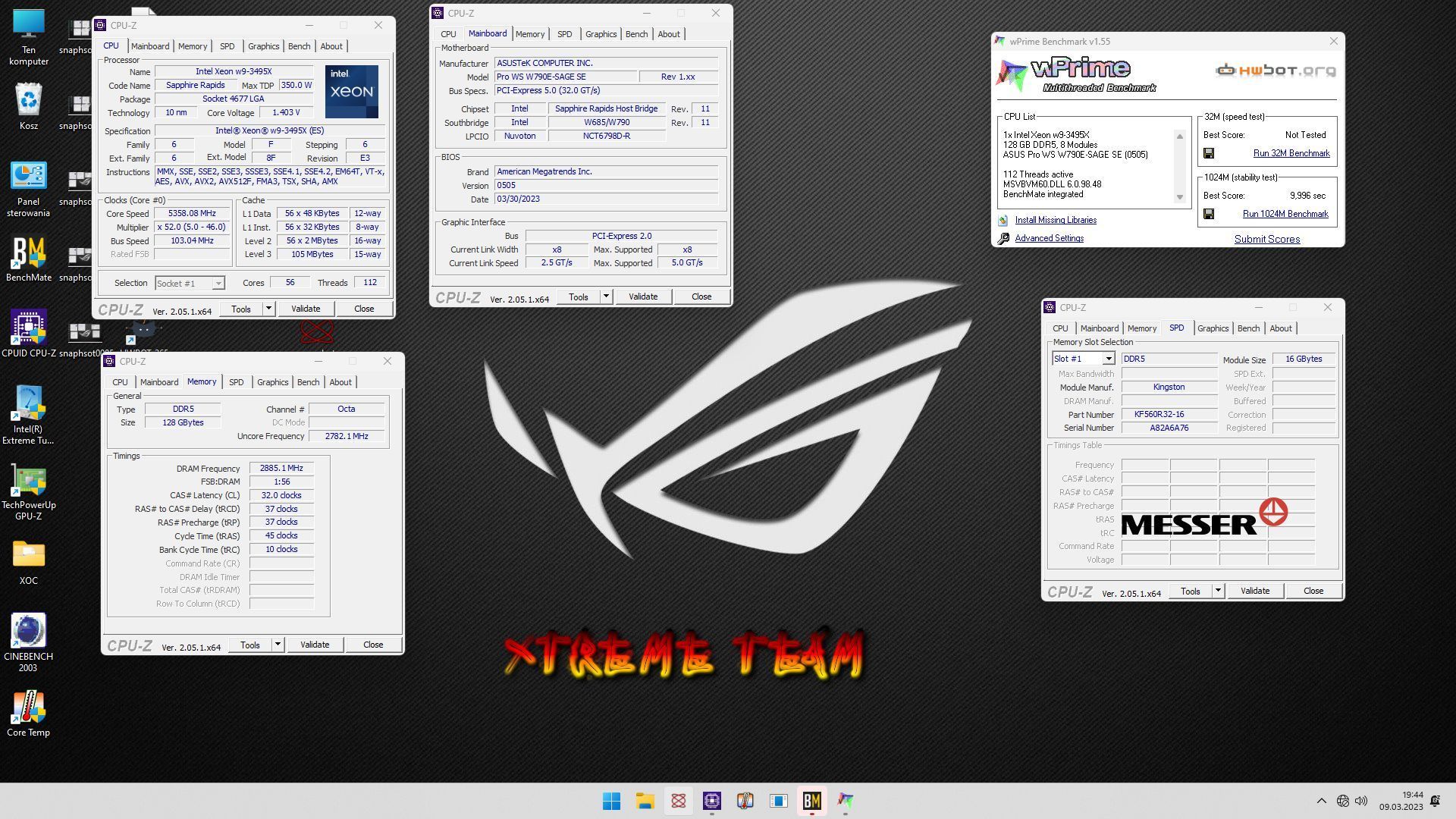 Intel Xeon w9-3945W - rekord podkręcania w wPrime
