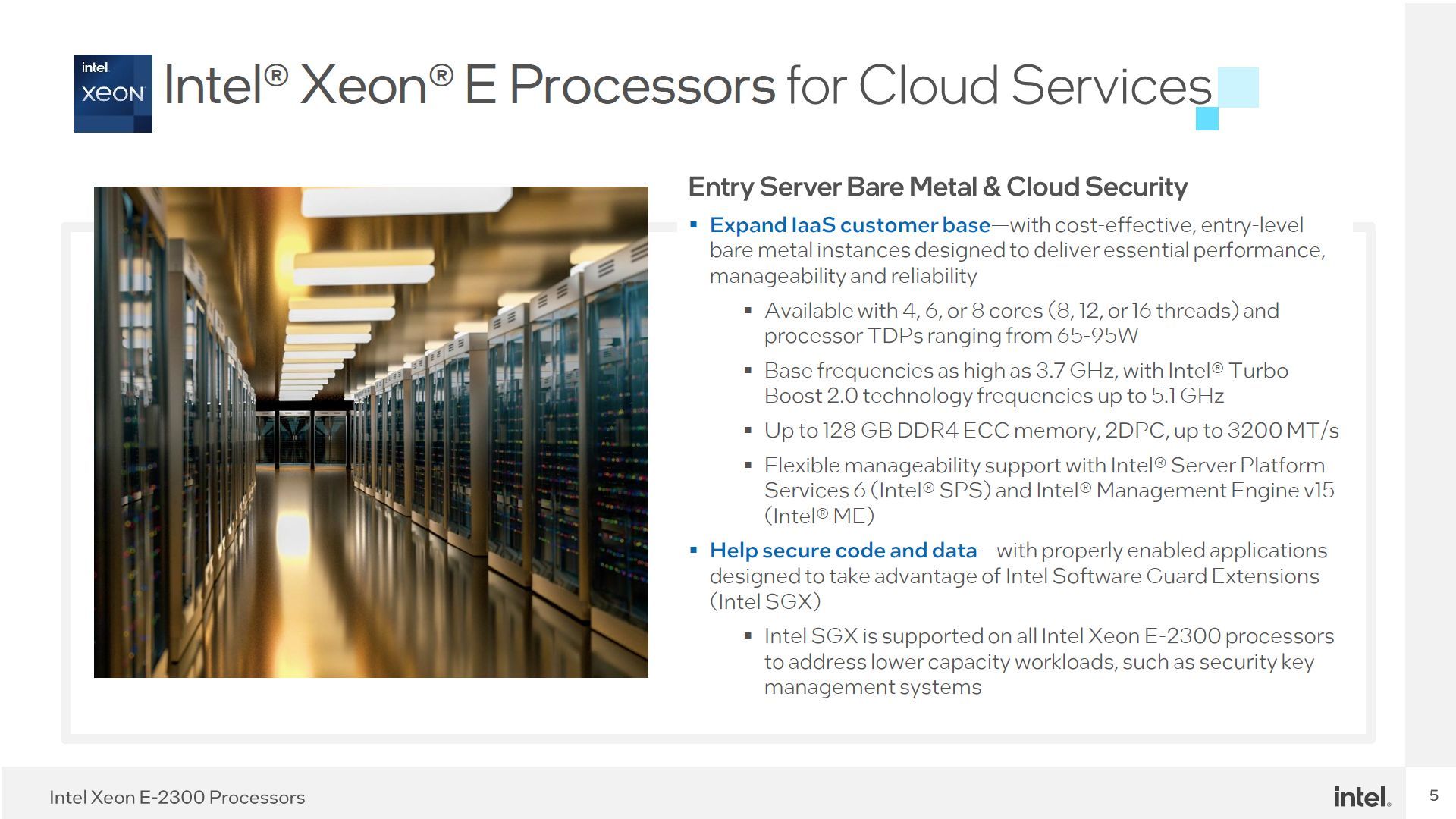 Intel Xeon E-2300 - funkcjonalność procesorów