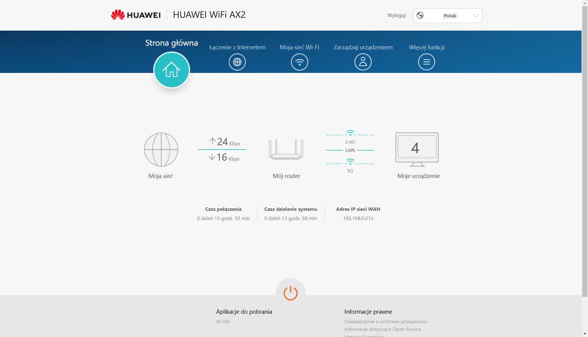 Huawei WiFi AX2 - mapa sieci