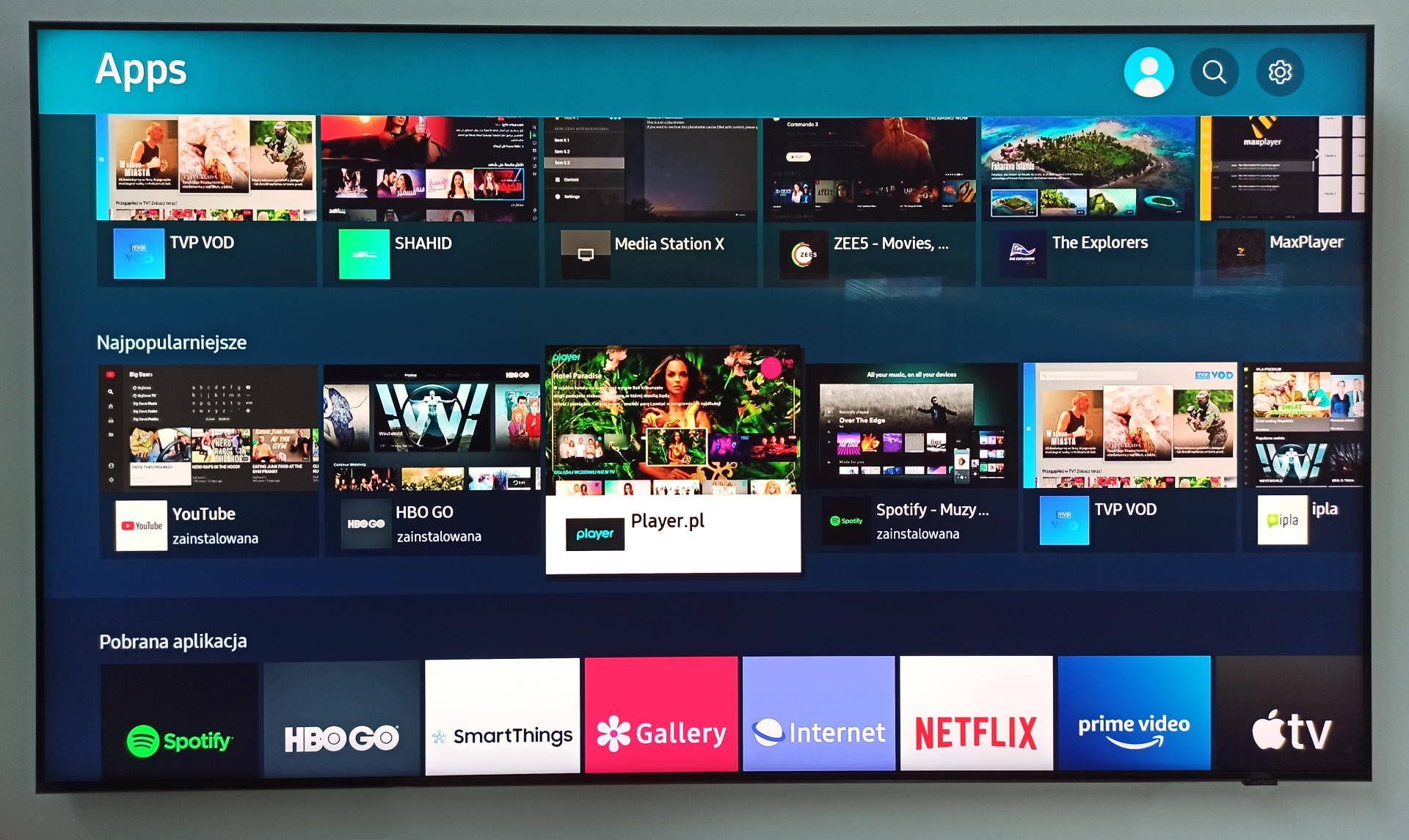 Samsung Q800T - SmartTV Tizen - aplikacje