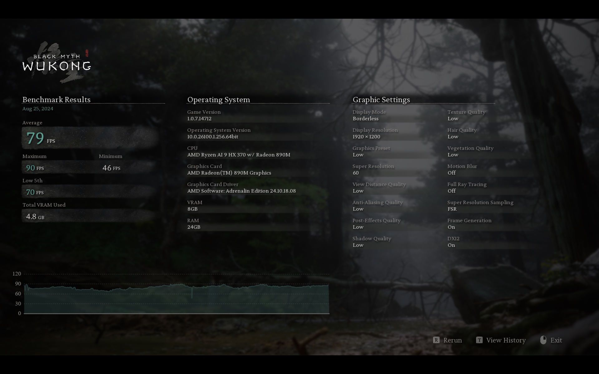 ASUS Zenbook S 16 UM5606 - test w Black Myth Wukong na ustawieniach niskich