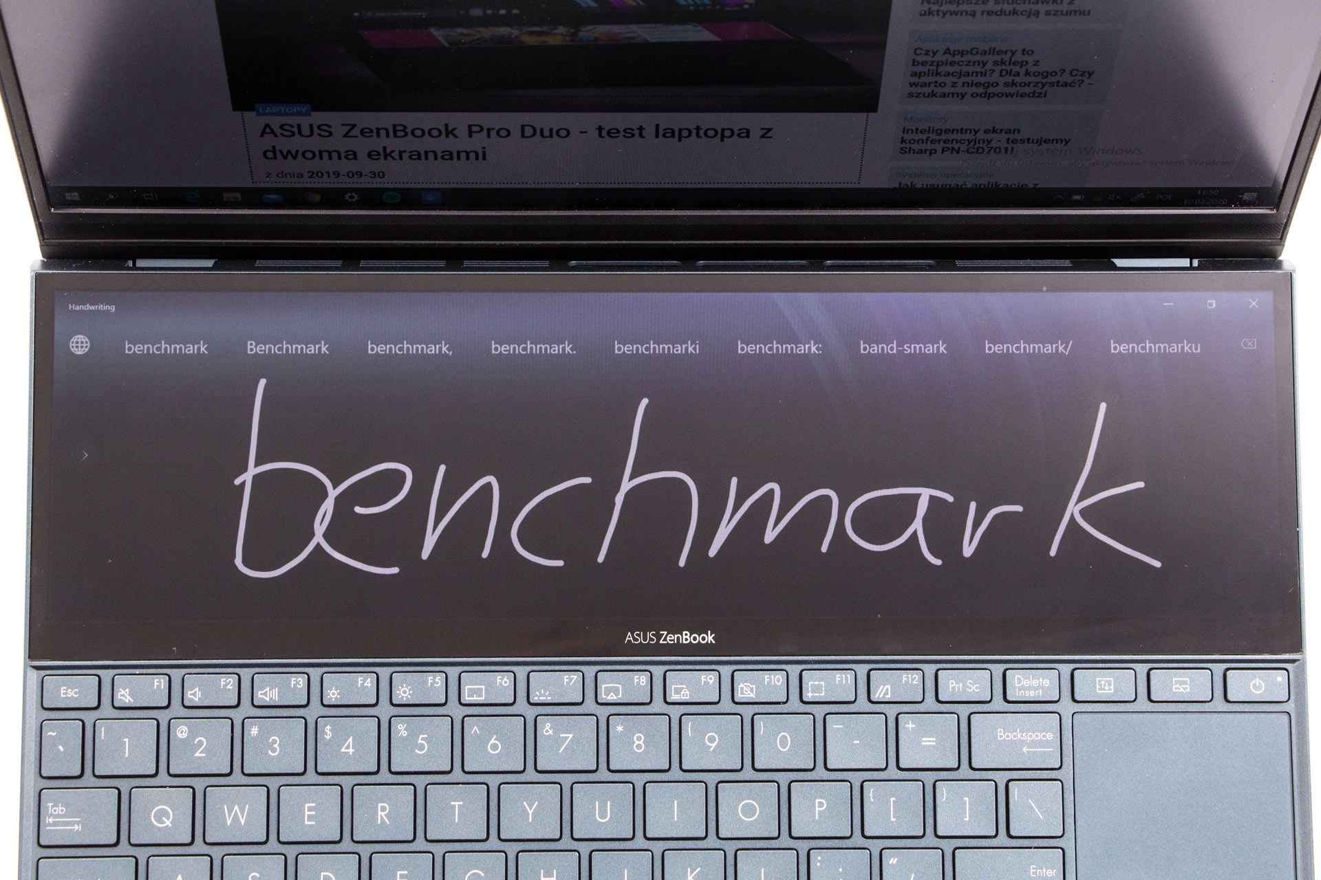 Asus ZenBook Duo 14 ScreenPad Plus pisanie ręczne
