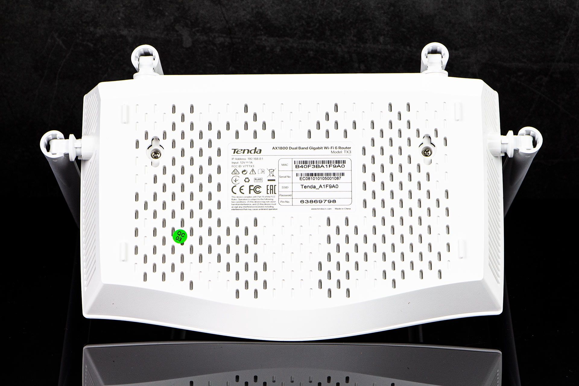 Tenda TX3 - od spodu