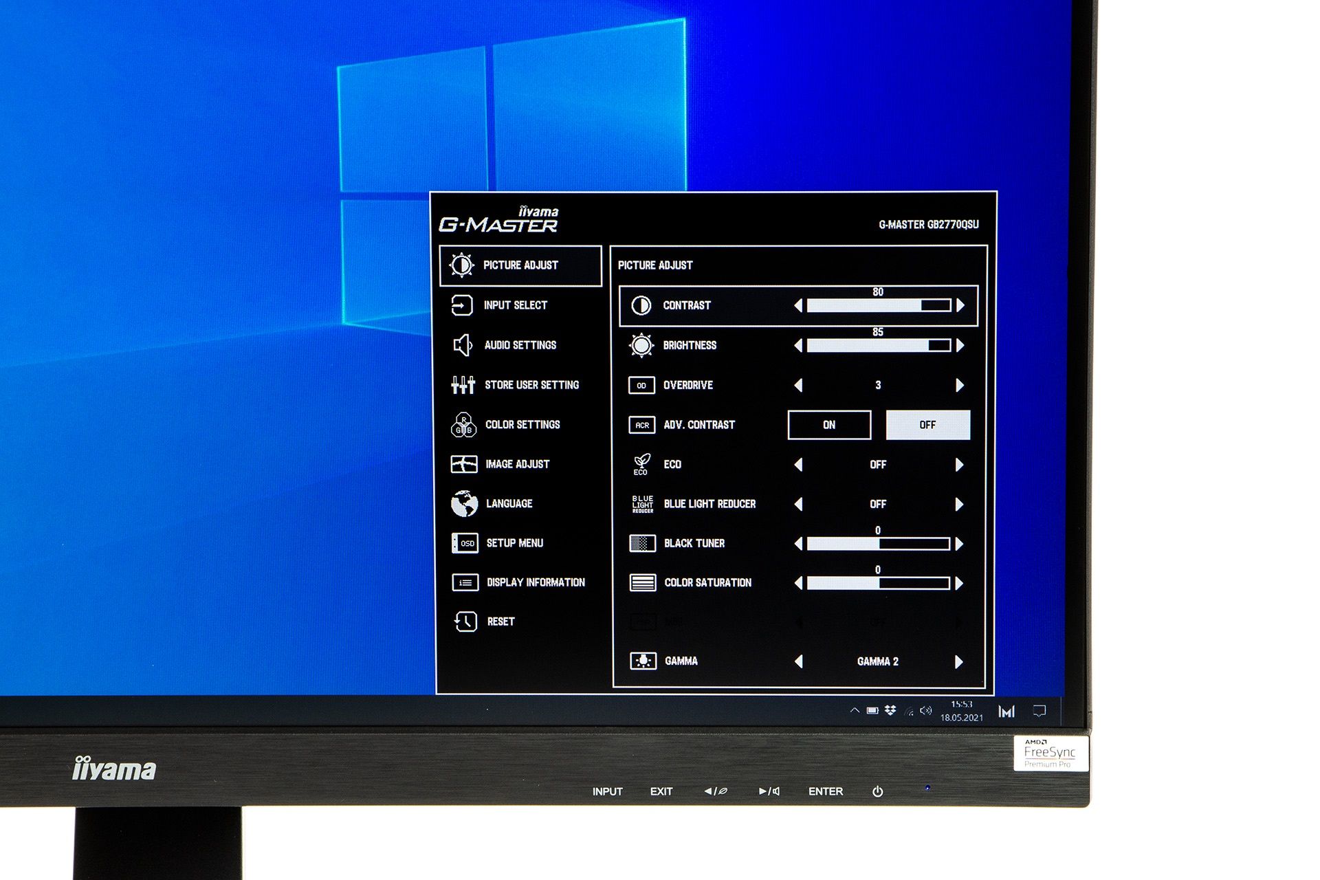 iiyama GB2770QSU - menu ekranowe ustawienia obrazu