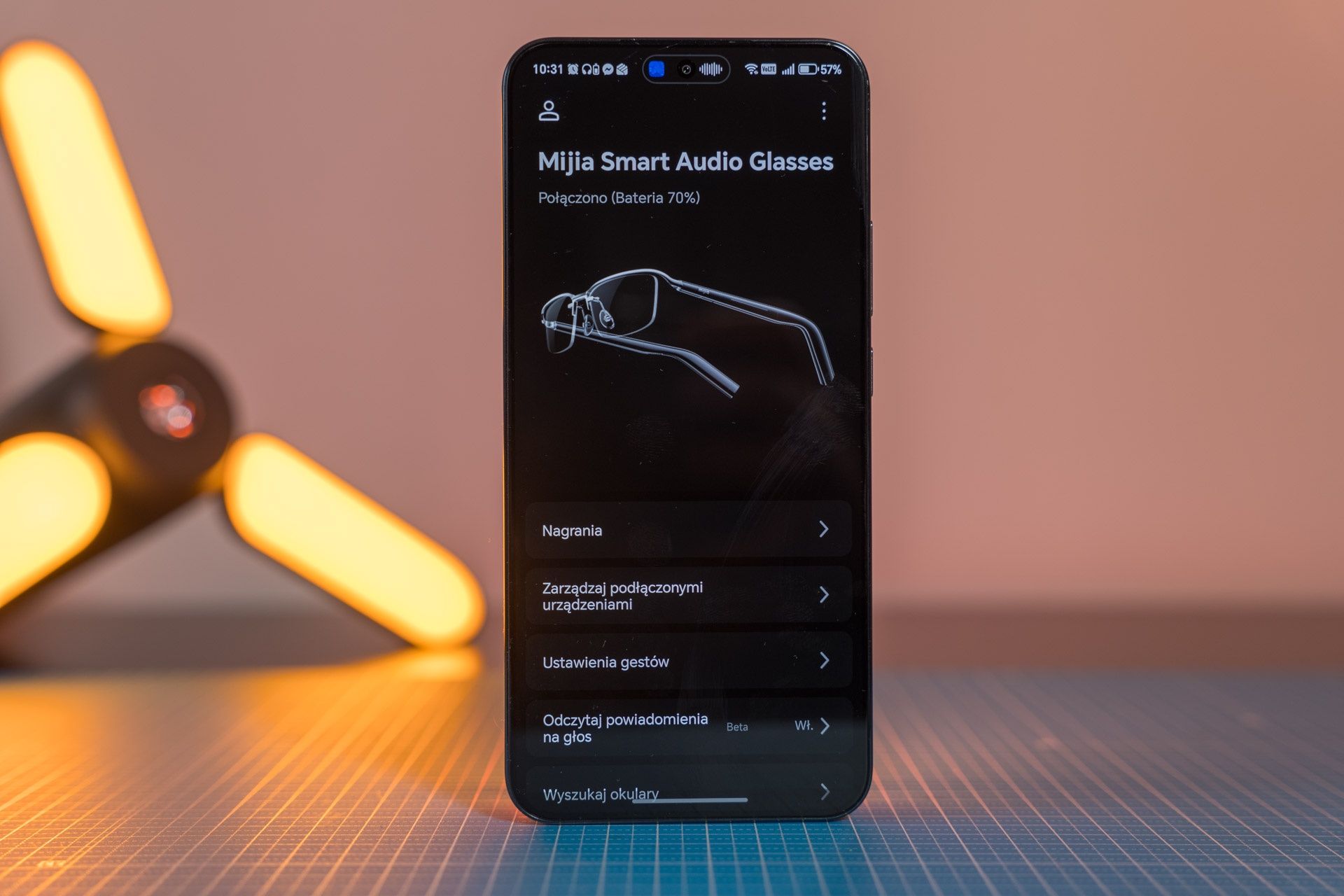 Ekran główny aplikacji Xiaomi Glasses