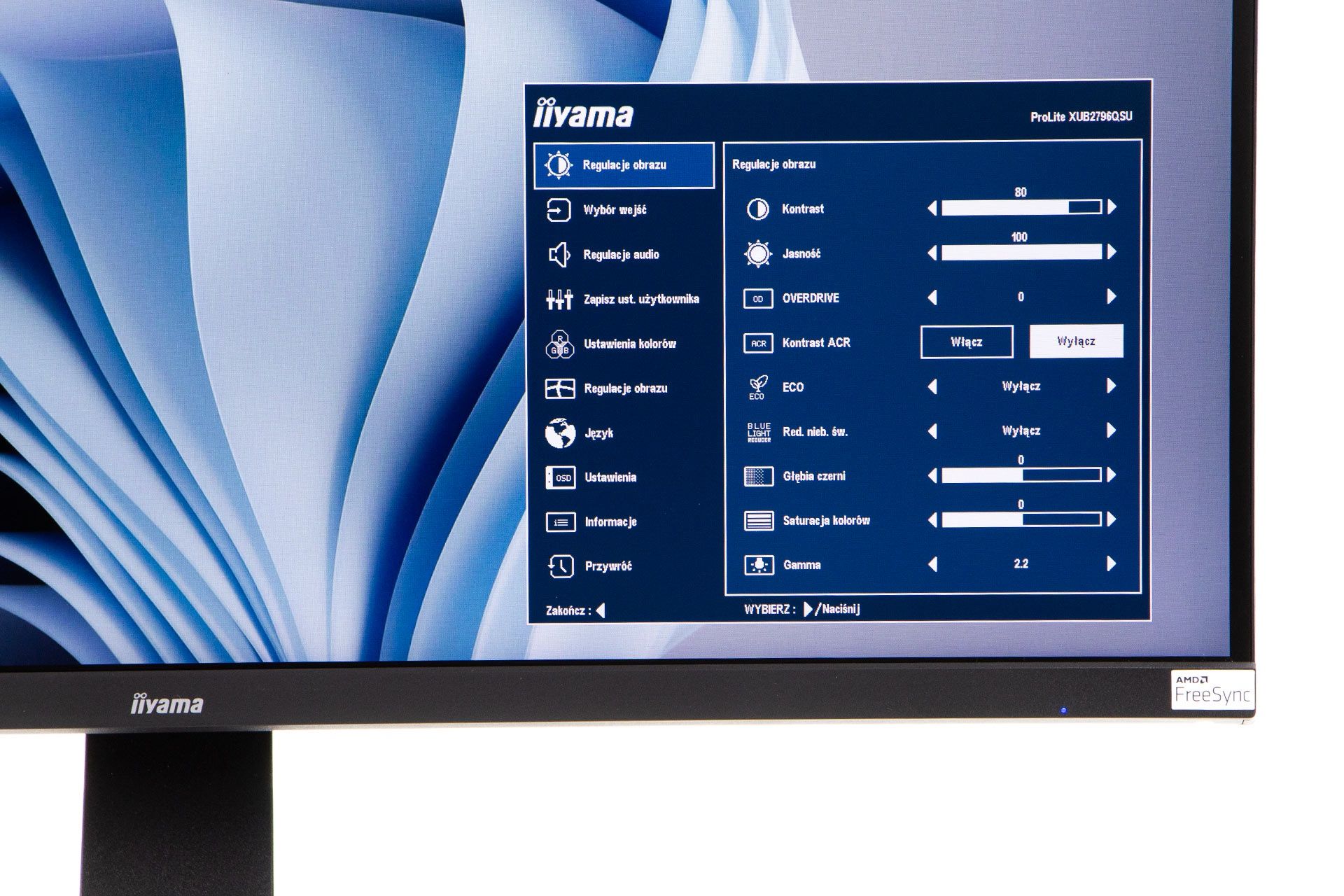 iiyama ProLite XUB2796QSU-B1 - ustawienia monitora