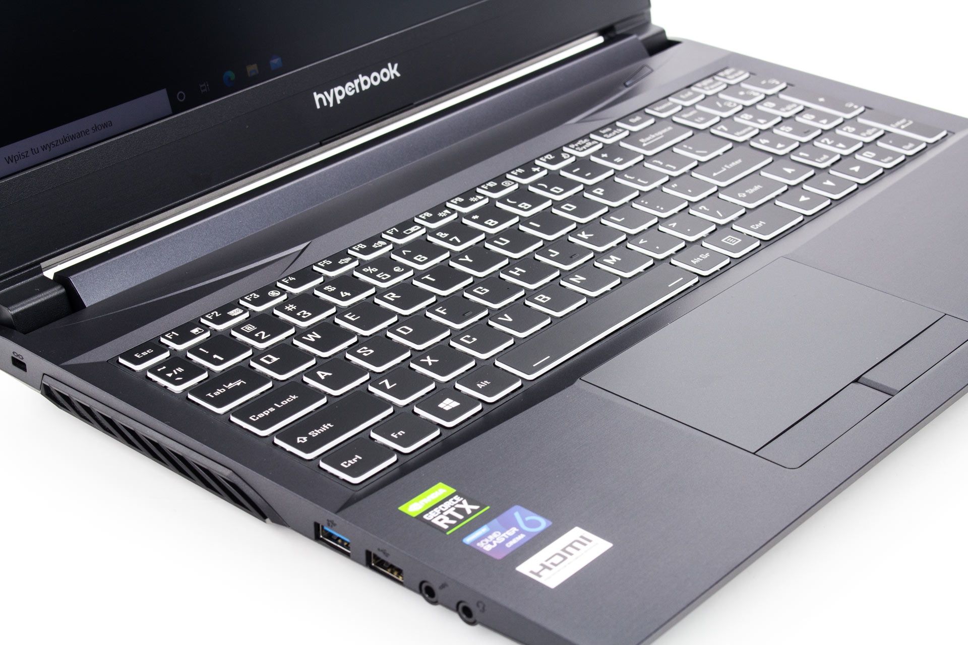 Hyperbook NH5 z RTX 3060 - klawiatura RGB