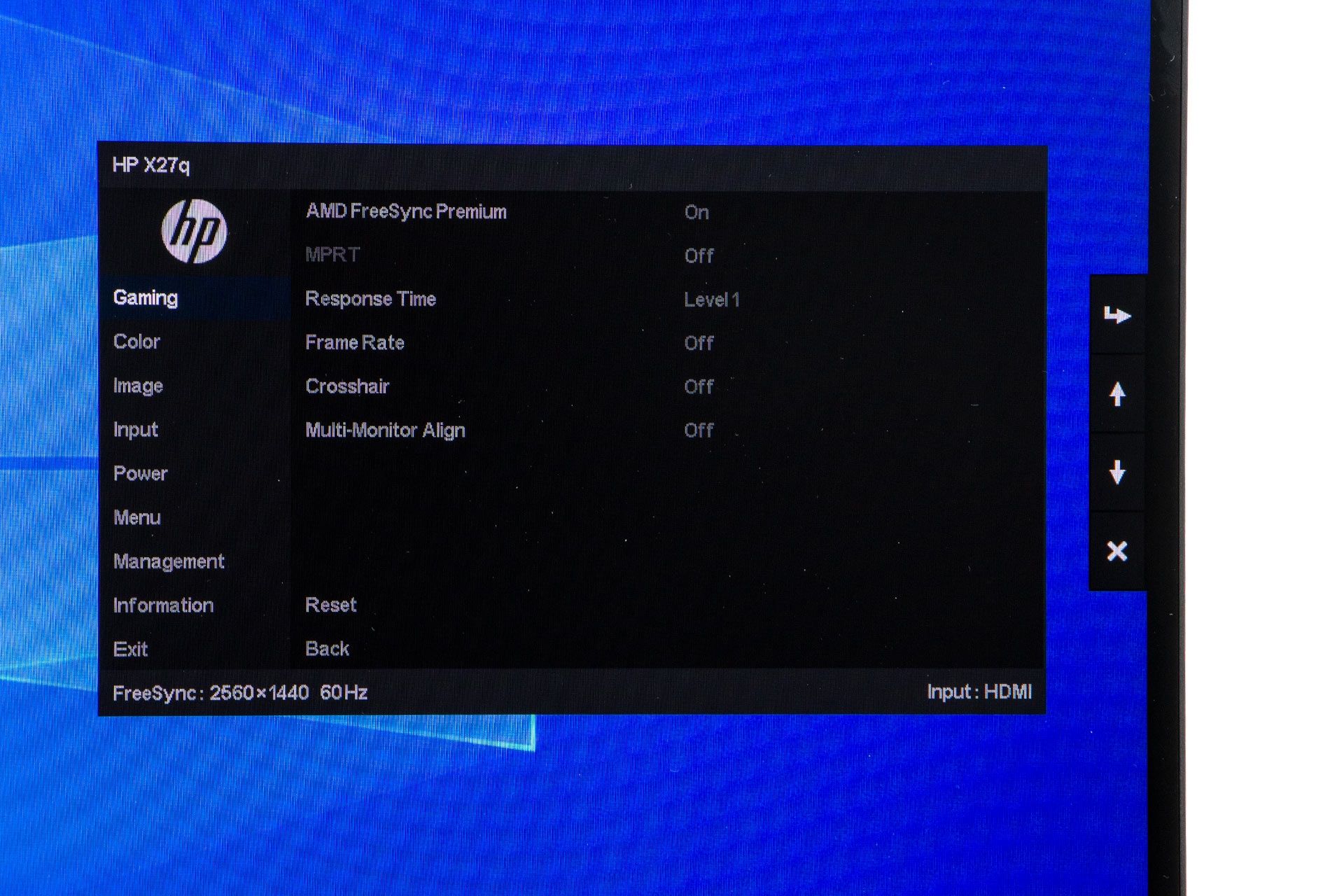 HP X27Q - OSD