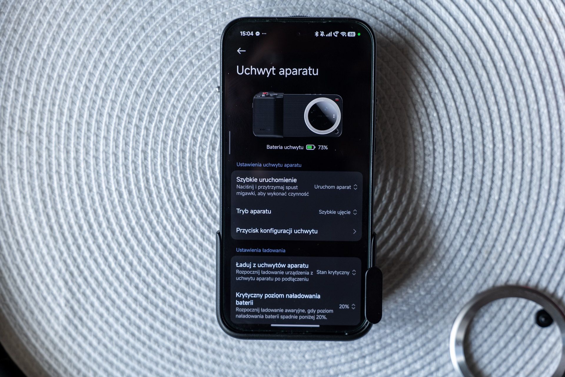 Menu dodatkowych ustawień dla zestawu