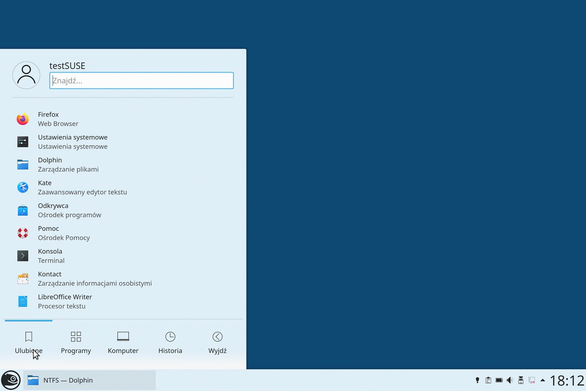 SUSE interfejs w wersji KDE Plasma wyglada bardzo zachęcająco