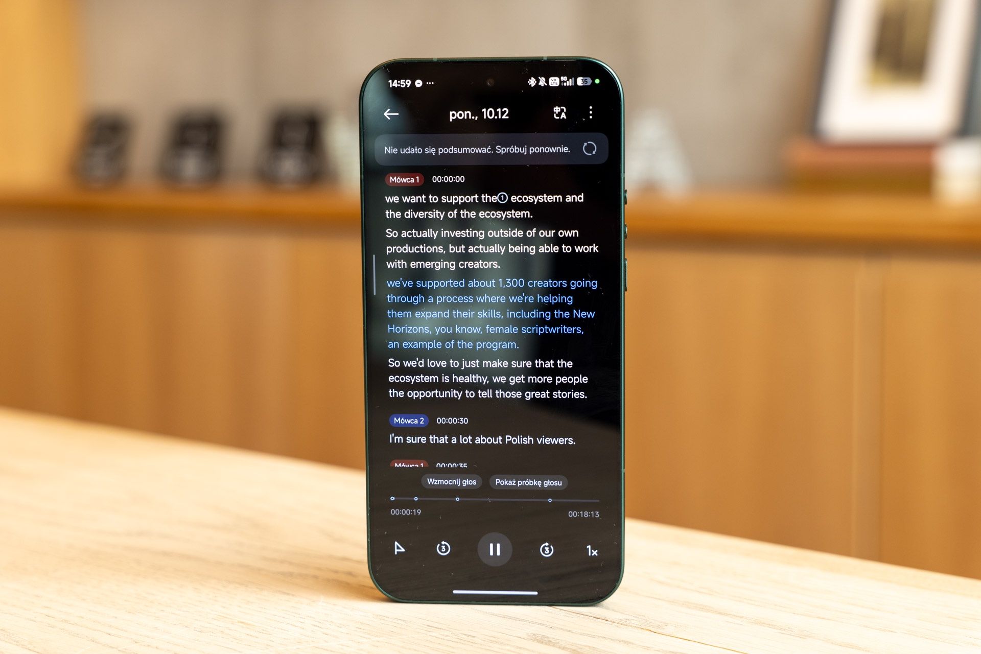 Transkrypcja nagrania głosowego w Xiaomi 17 Ultra