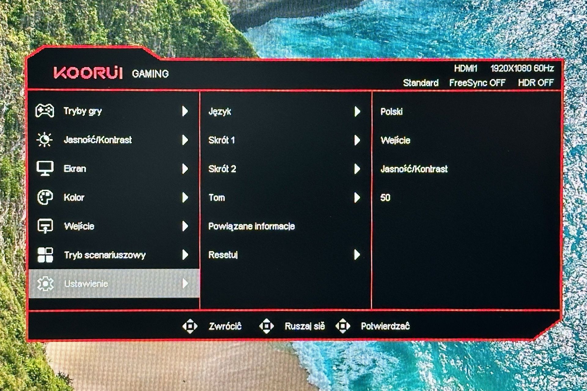 Koouri G2711P - menu ogólne