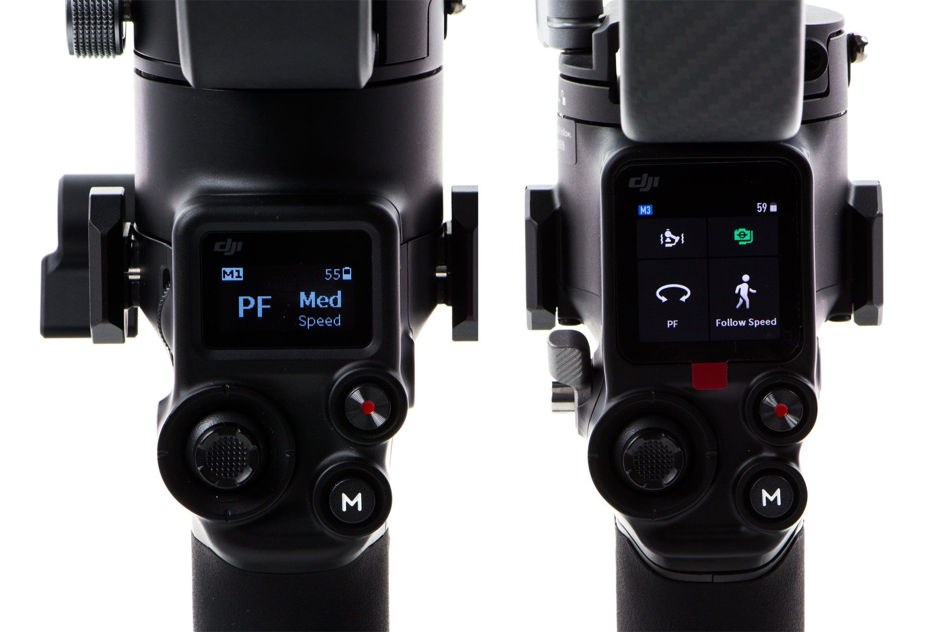 DJI Ronin RSC 2 vs DJI Ronin RS 2 - różne wyświetlacze