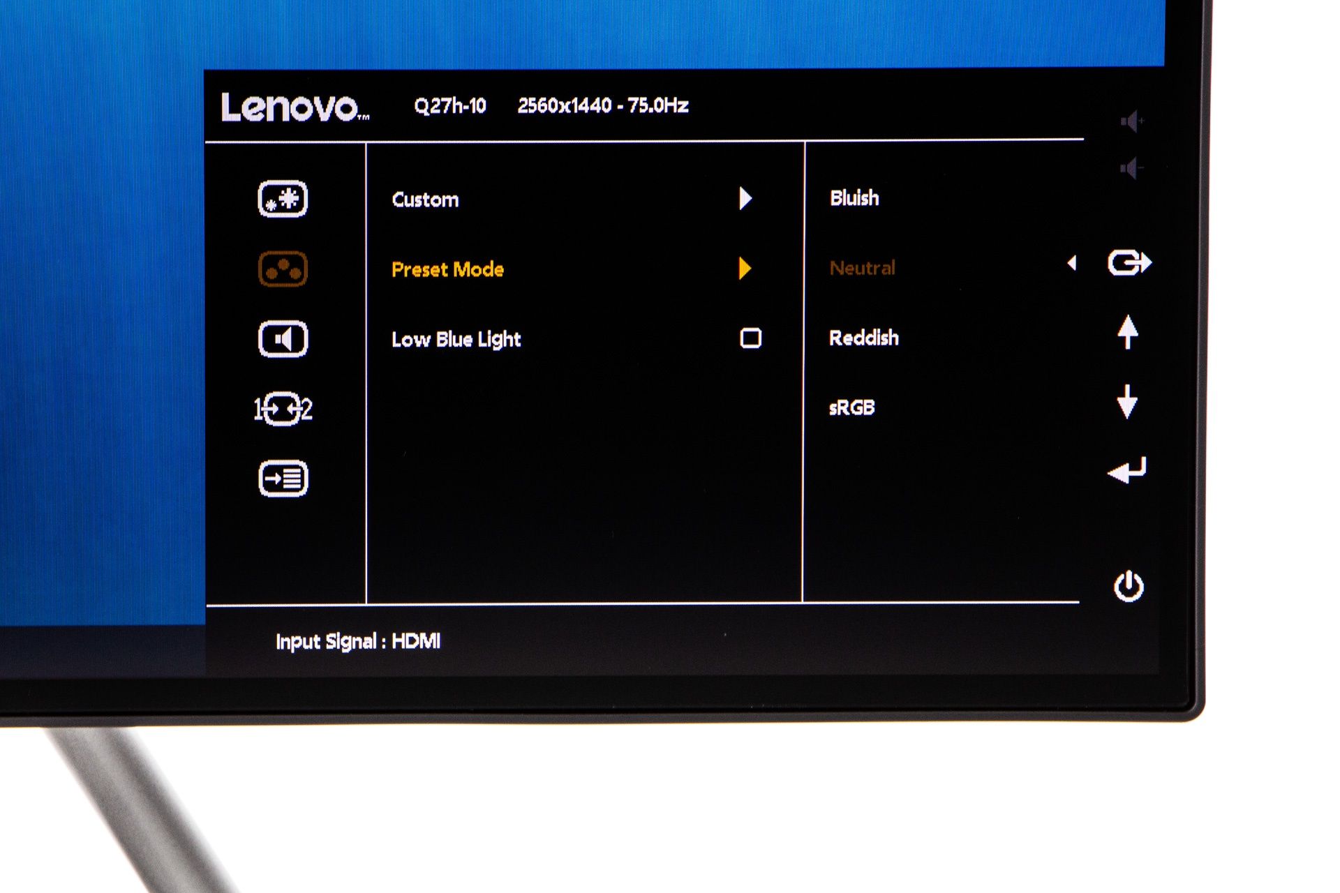 Lenovo Q27H-10 - menu kolorów