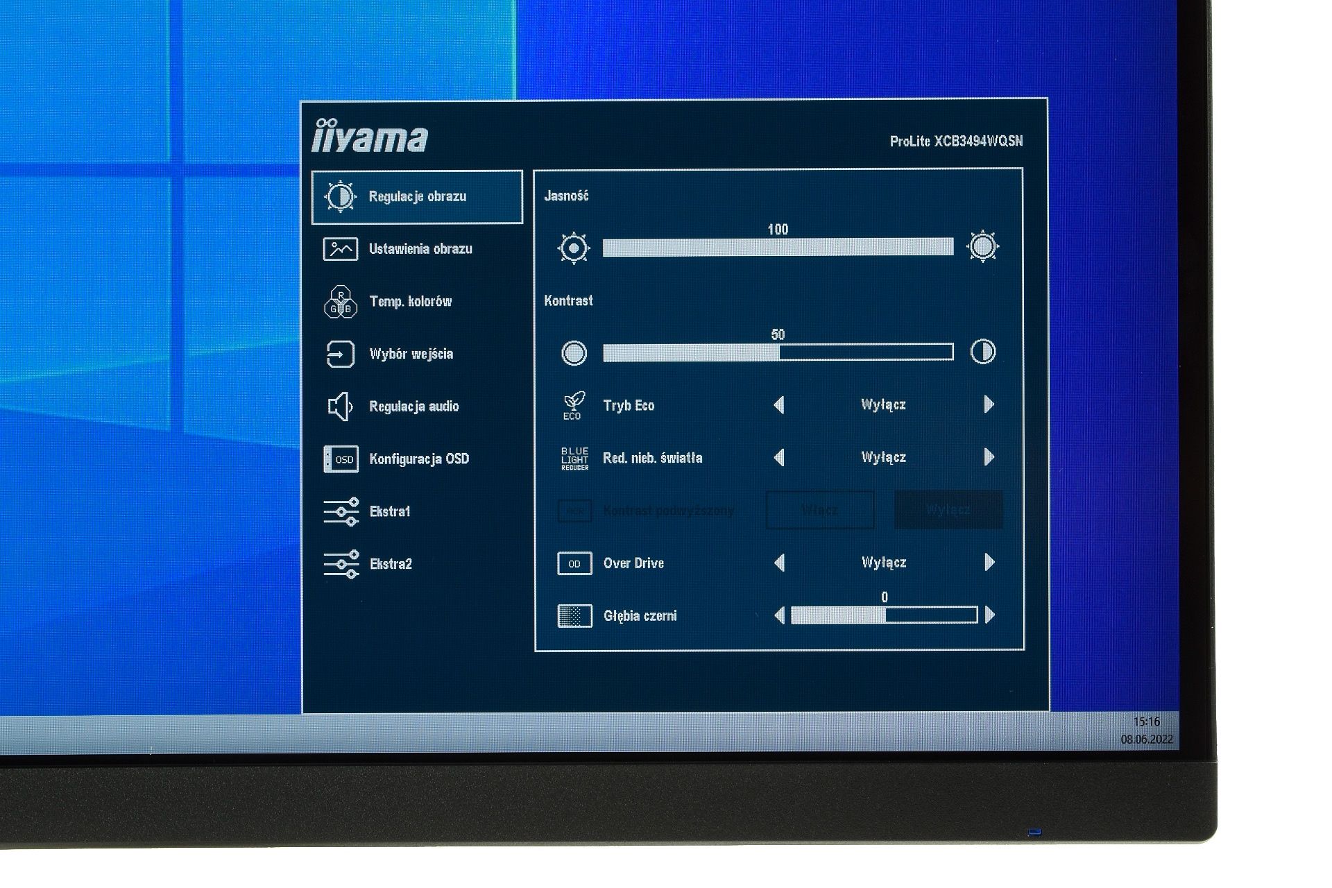 iiyama ProLite XCB3494WQSN - OSD