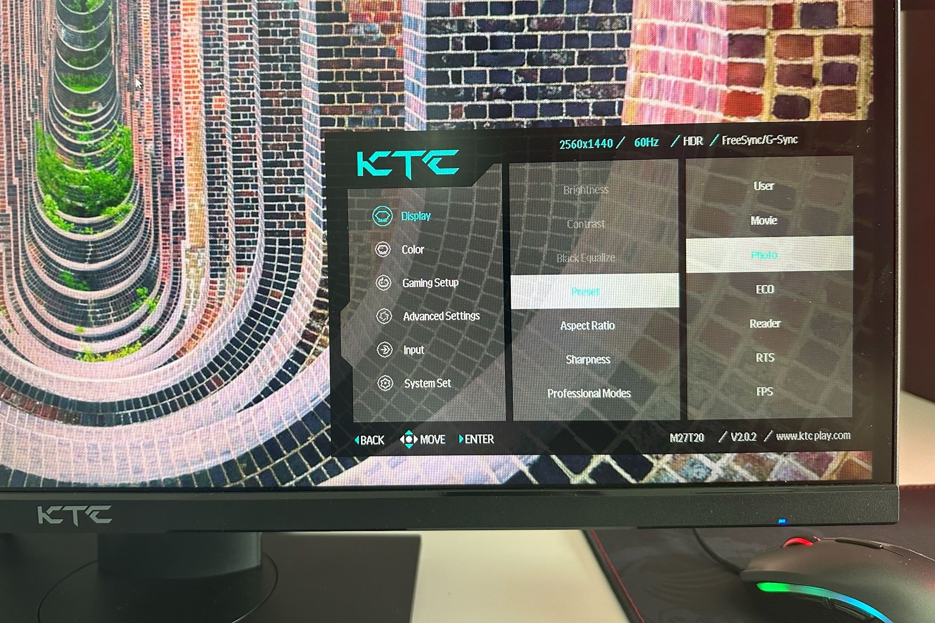 KTC M27T20 - limity OSD