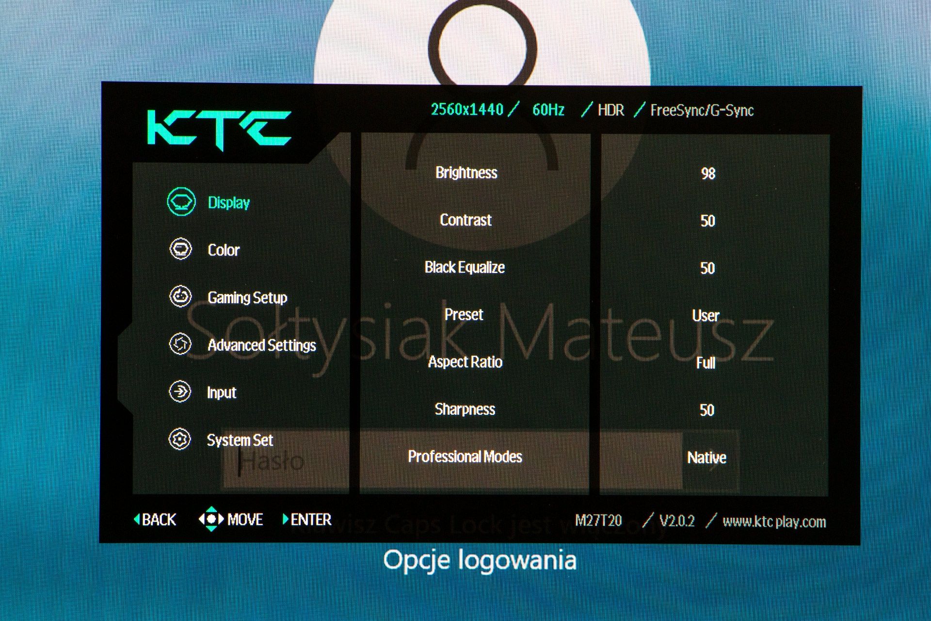 KTC M27T20 - OSD