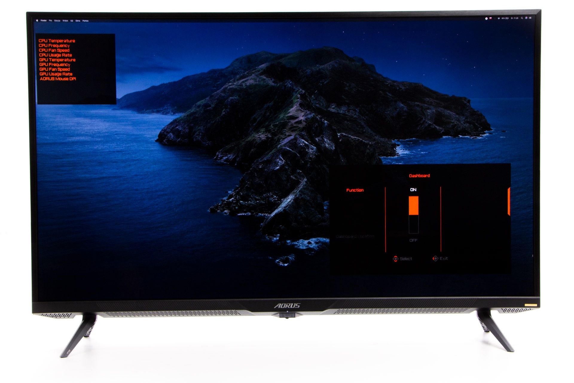Gigabyte Aorus FV43U - dashboard