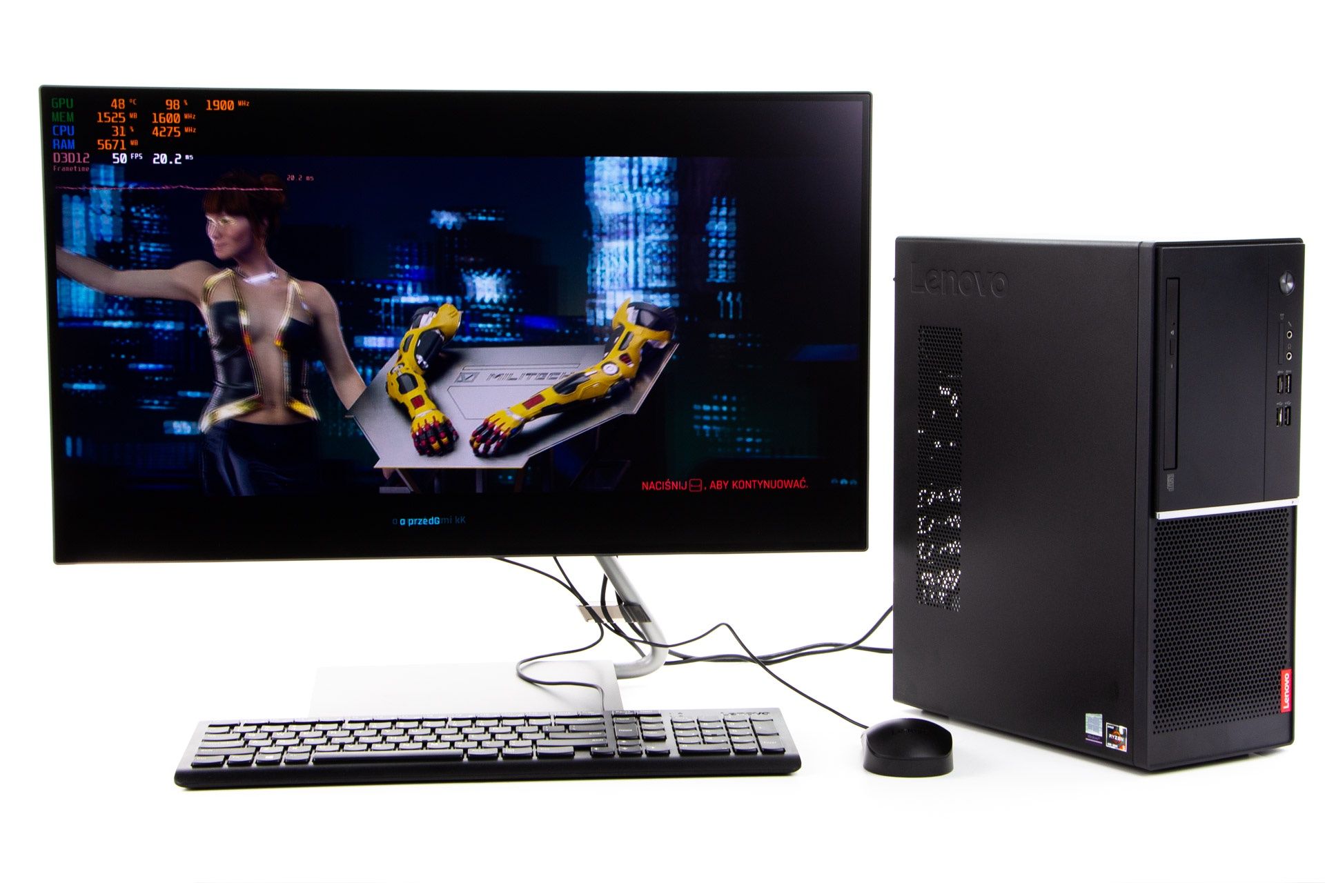 Lenovo V55t razem z Lenovo Q27H-10 - od przodu