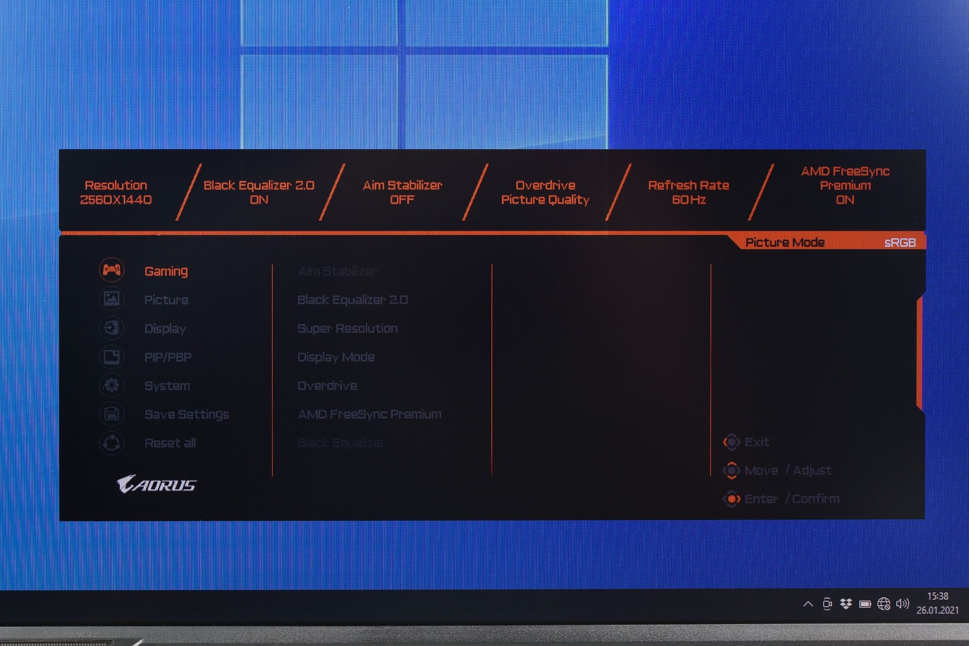 Gigabyte Aorus FI27Q-X - OSD