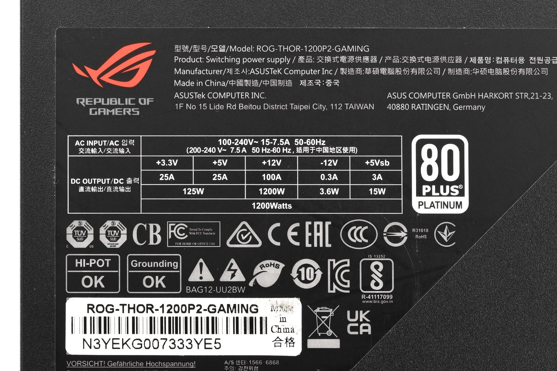 ASUS ROG Thor 1200W Platinum II