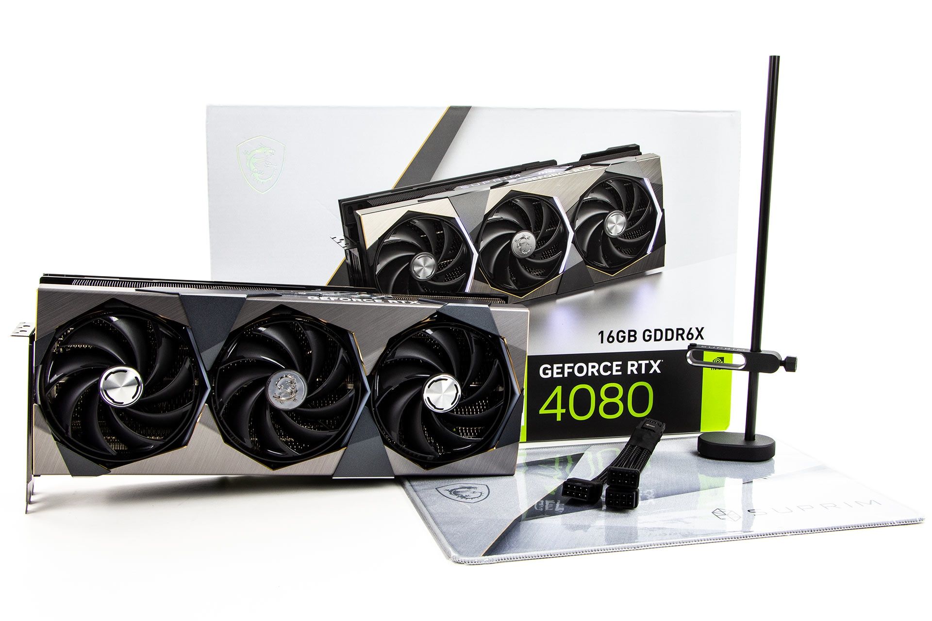 MSI GeForce RTX 4080 Suprim X - zawartość zestawu
