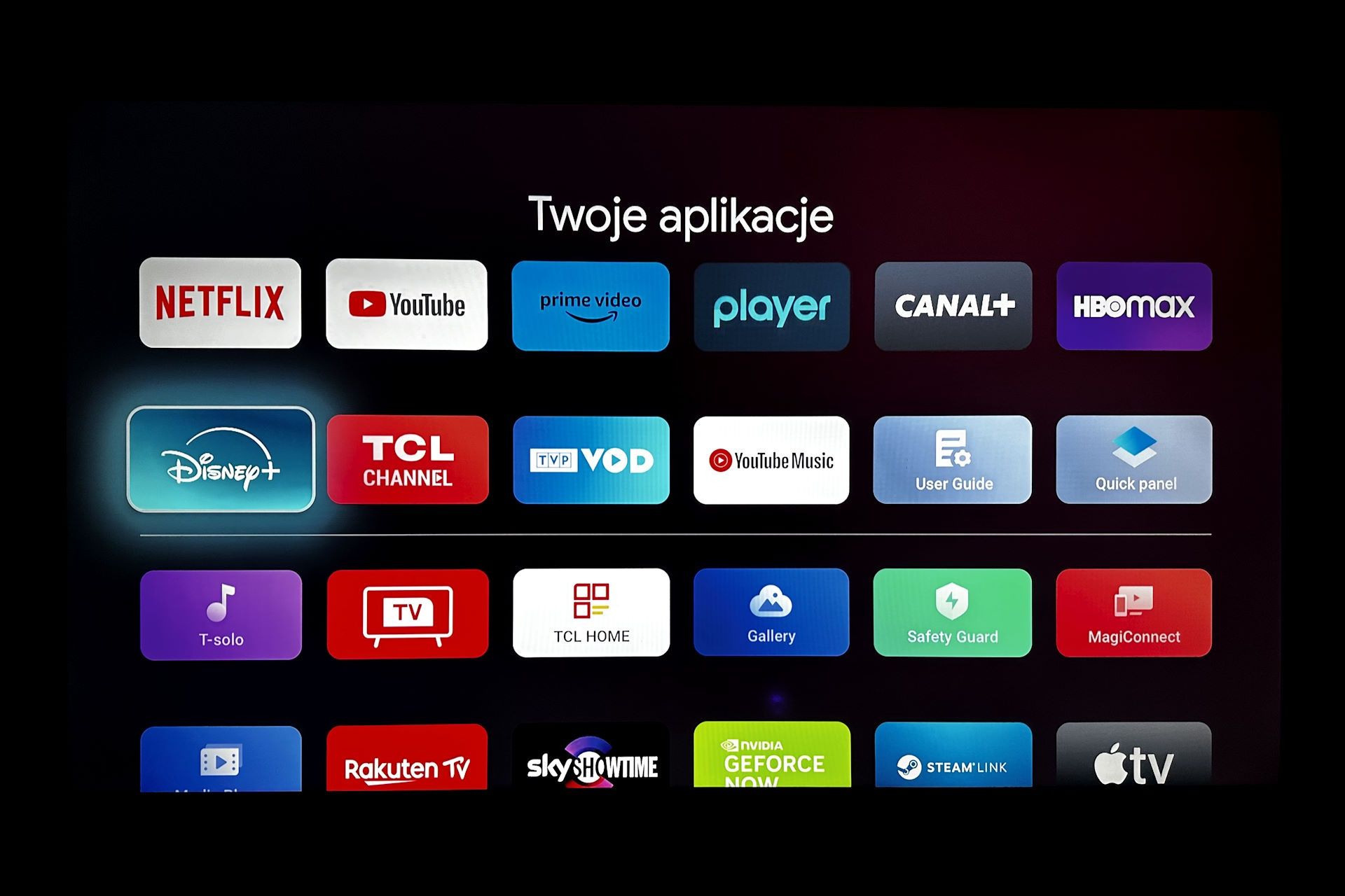 TCL 55C805 - aplikacje