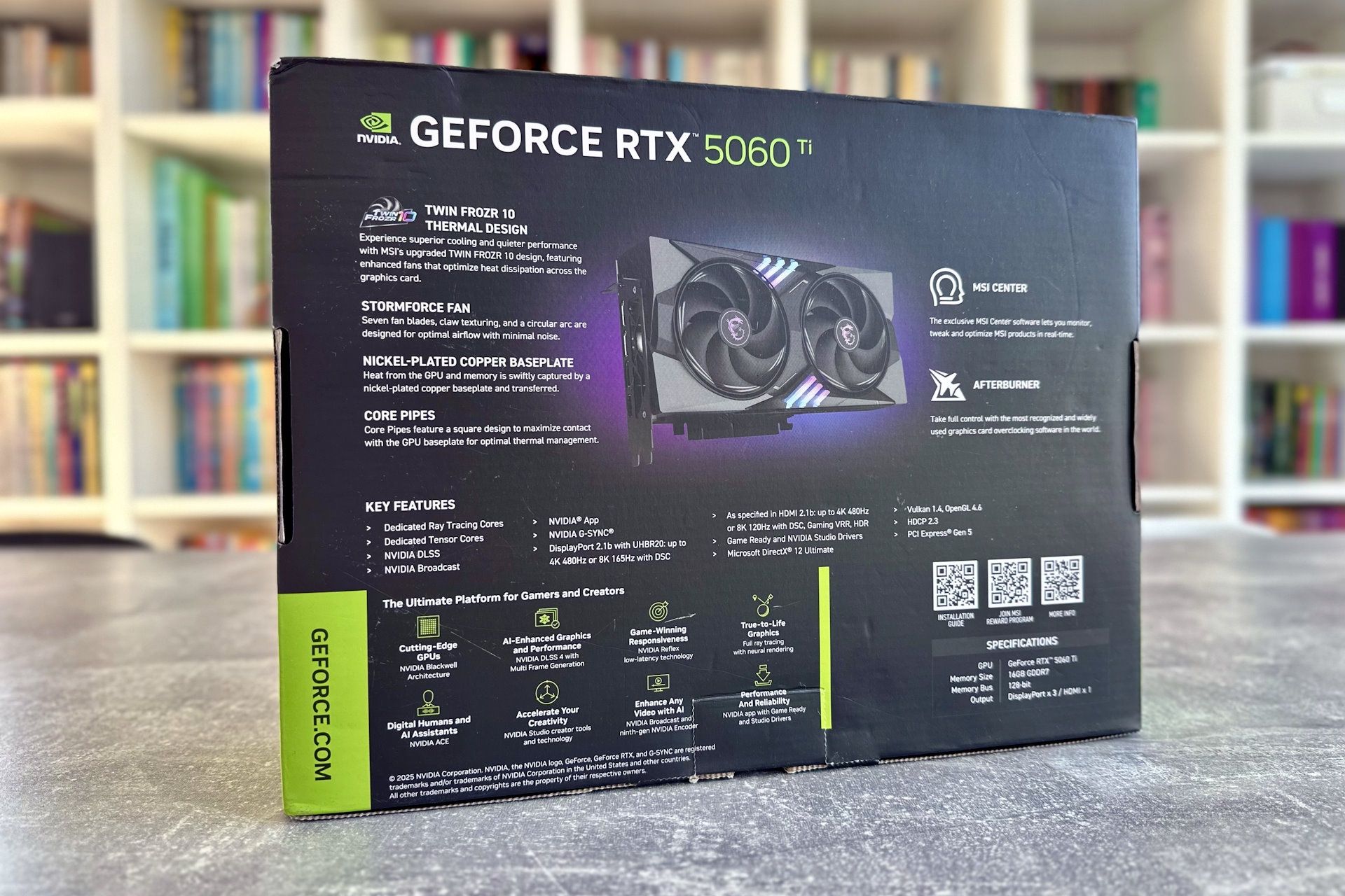 MSI GeForce RTX 5060 Ti Gaming OC - tył pudełka