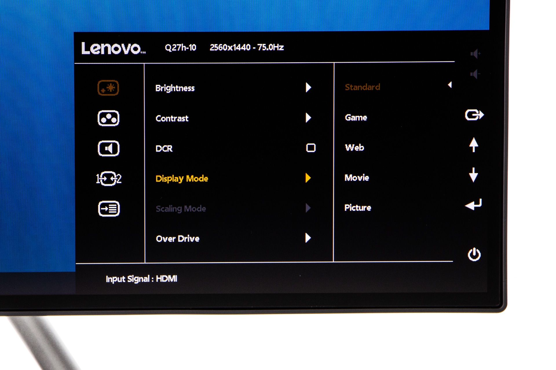Lenovo Q27H-10 - menu obrazu