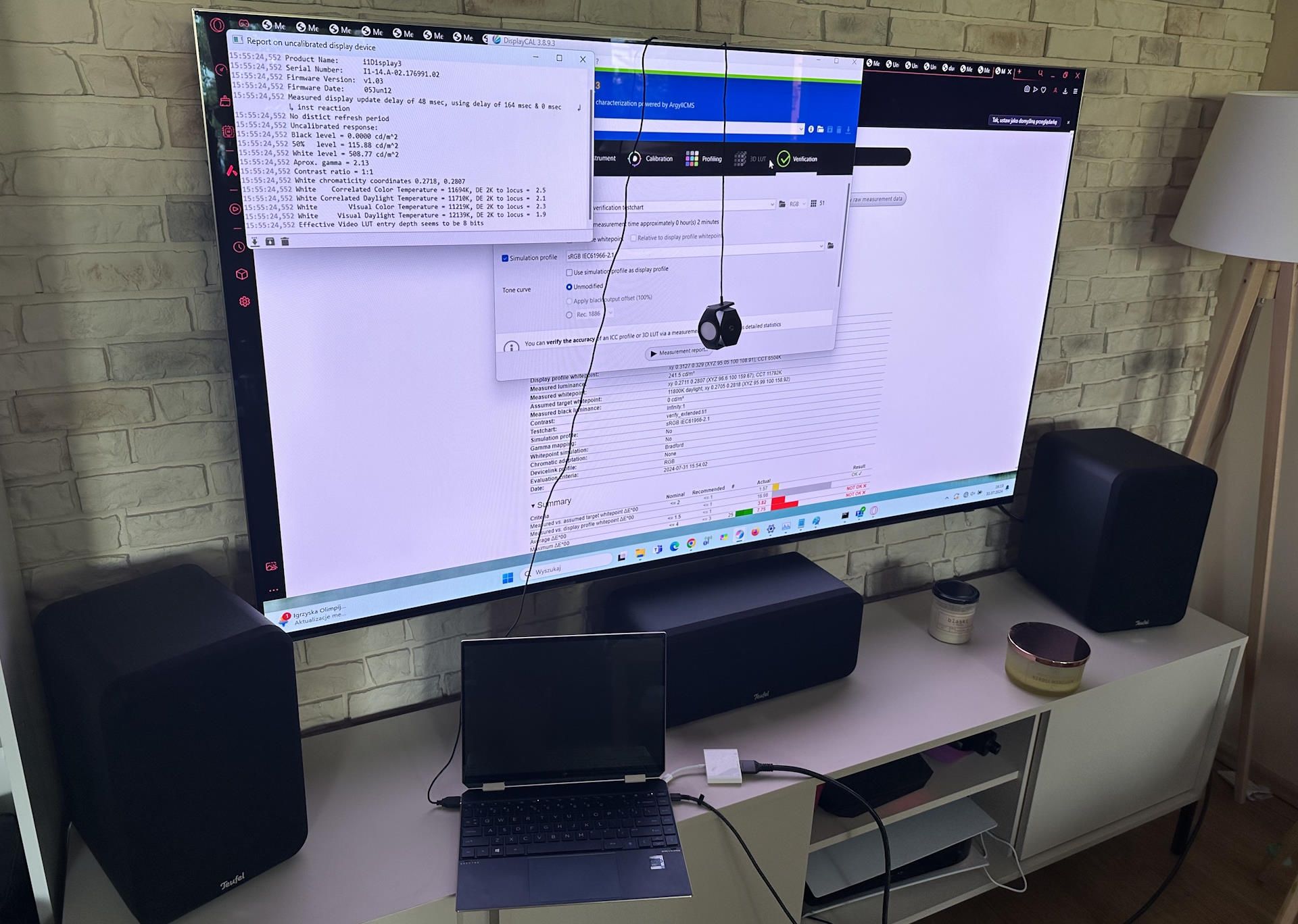 Samsung S95B 65 cali - podczas testów