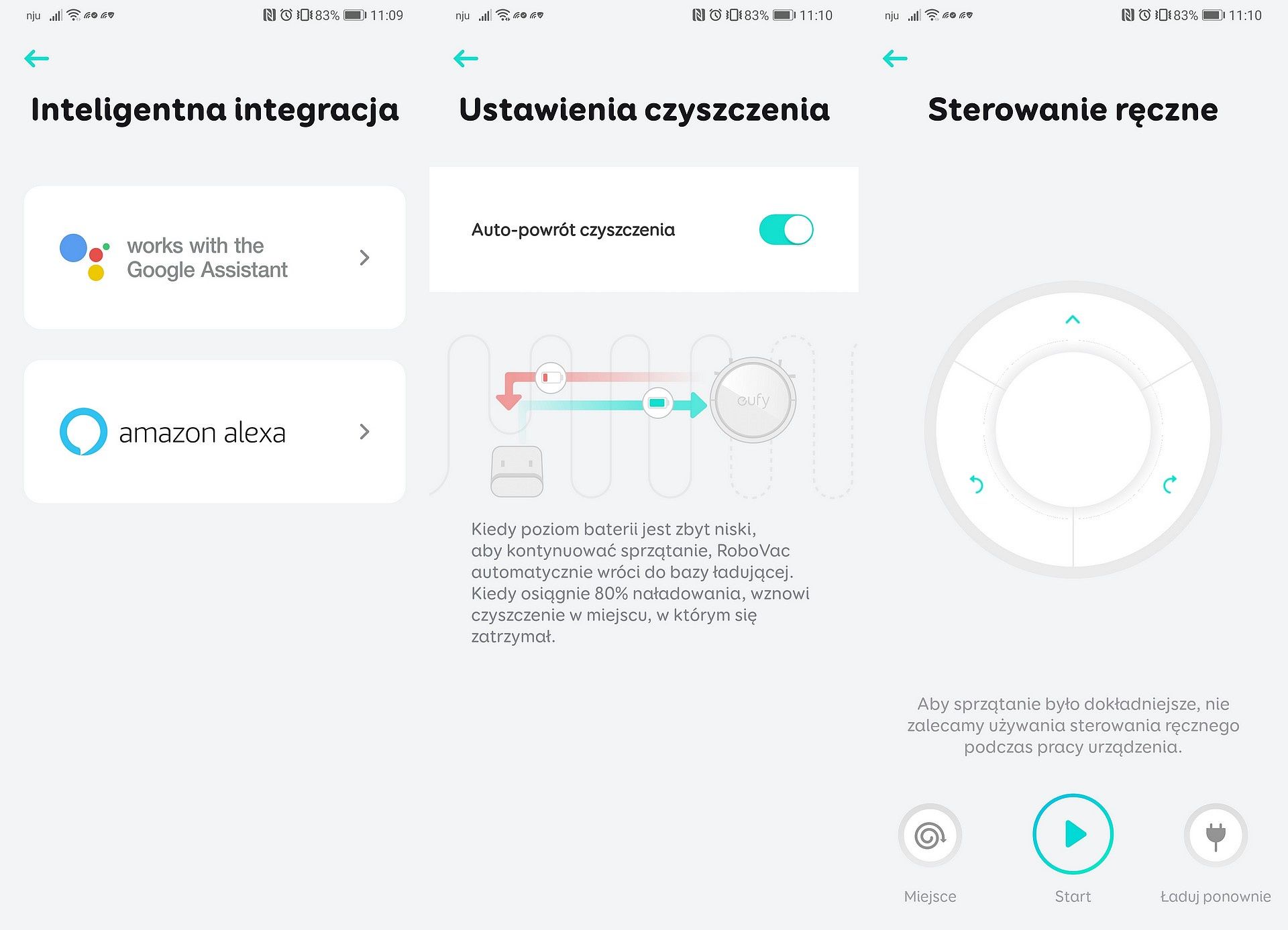 Eufy Robovac G10 Hybrid - obsługa aplikacji