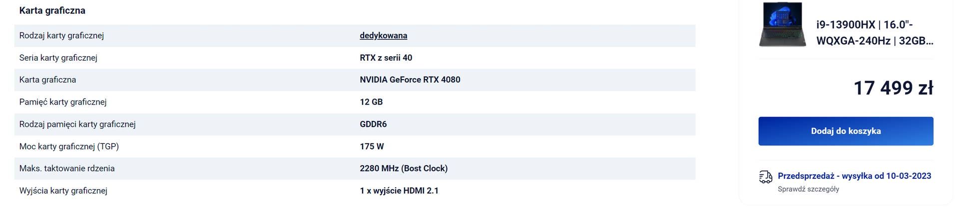 RTX 4080 w laptopie