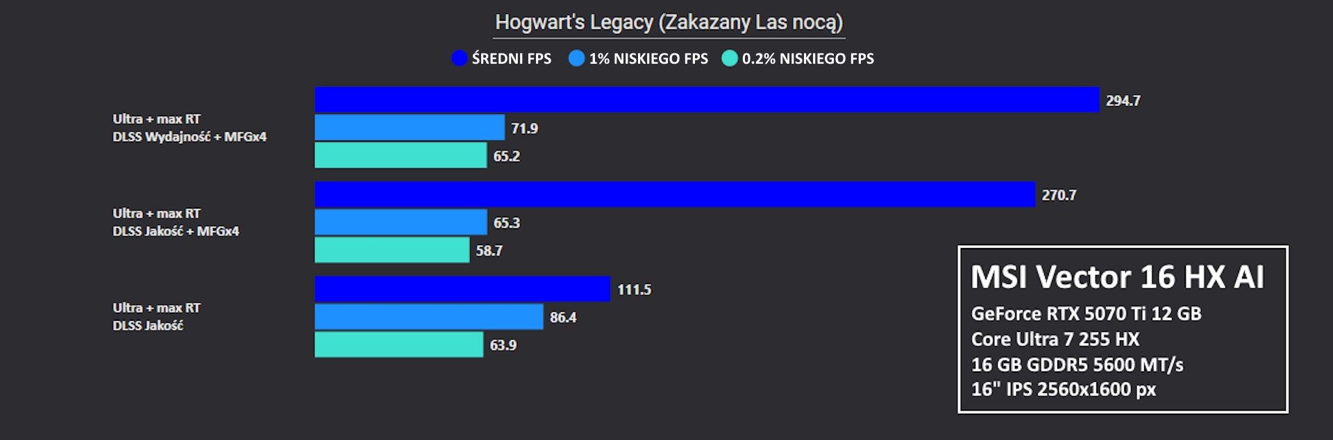 MSI Vector 16 HX AI - test Hogwarts Legacy