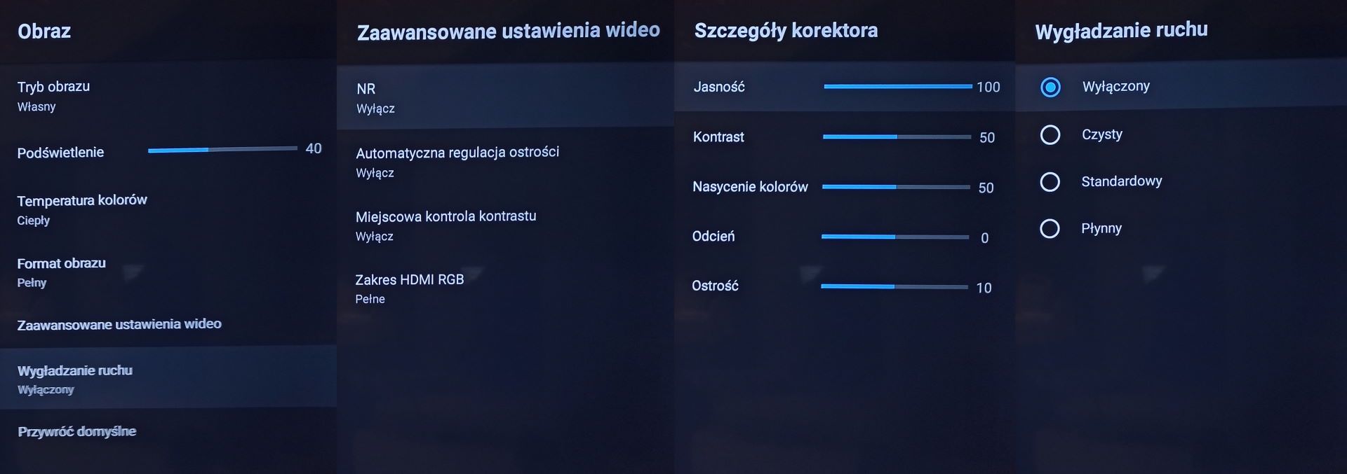 Xiaomi Mi TV 4S 65 - Menu obrazu