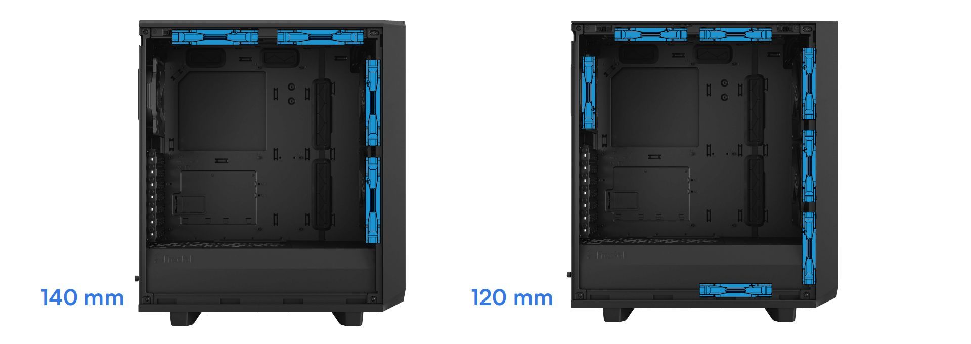 Fractal Design Meshify 2 Compact - miejsca na wentylatory
