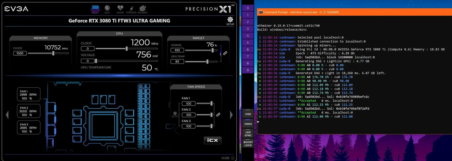 GeForce RTX 3080 Ti - wydajność w kopaniu Ehteeum na nowych sterownikach
