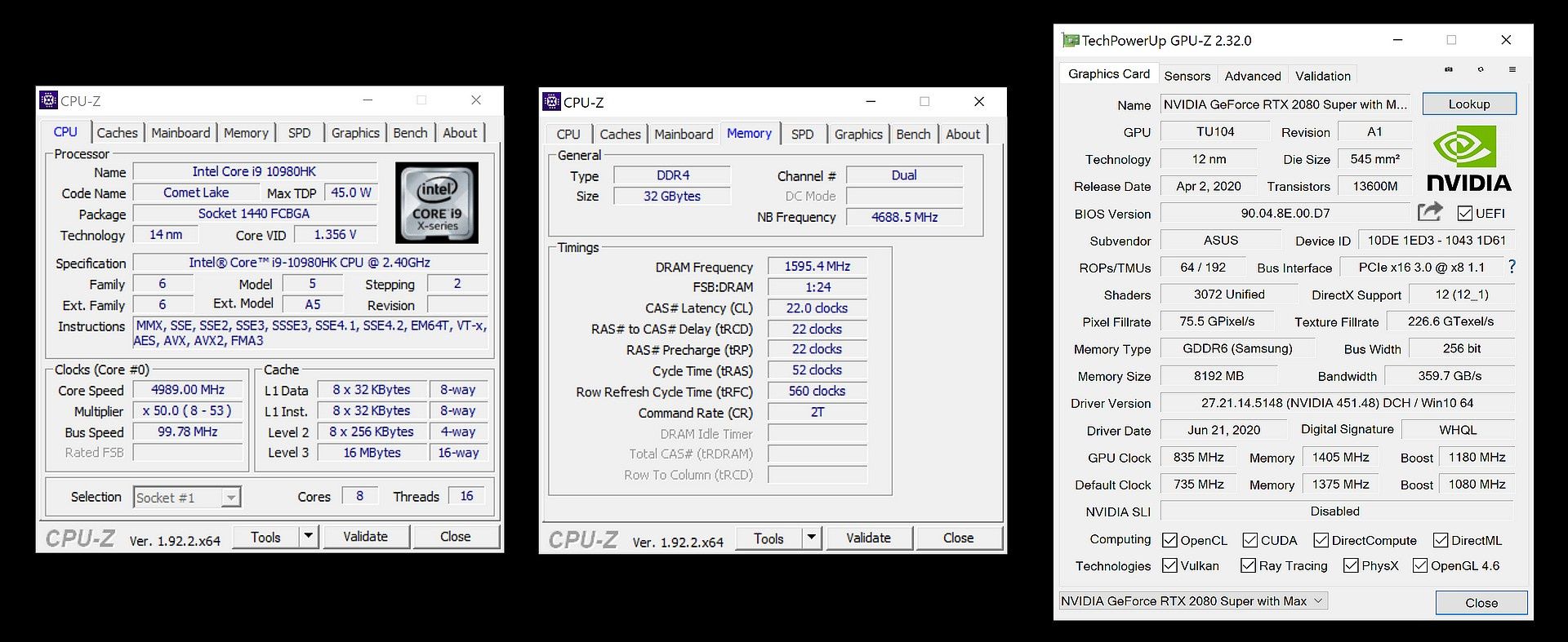 ASUS Zephyrus Duo 15 - CPU-Z i GPU-Z