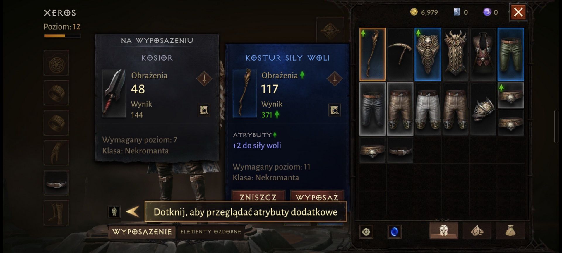 Diablo Immortal - przeglądanie ekwipunku