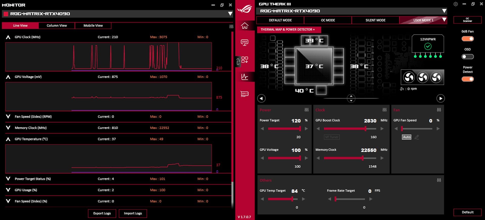 ASUS ROG Matrix Platinium GeForce RTX 4090 - podkręcanie