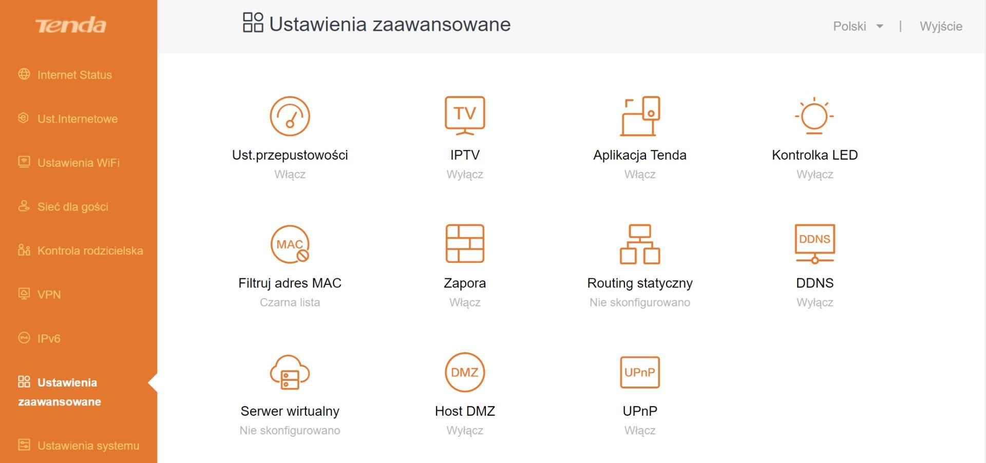 Tenda TX3 - ustawienia zaawansowane