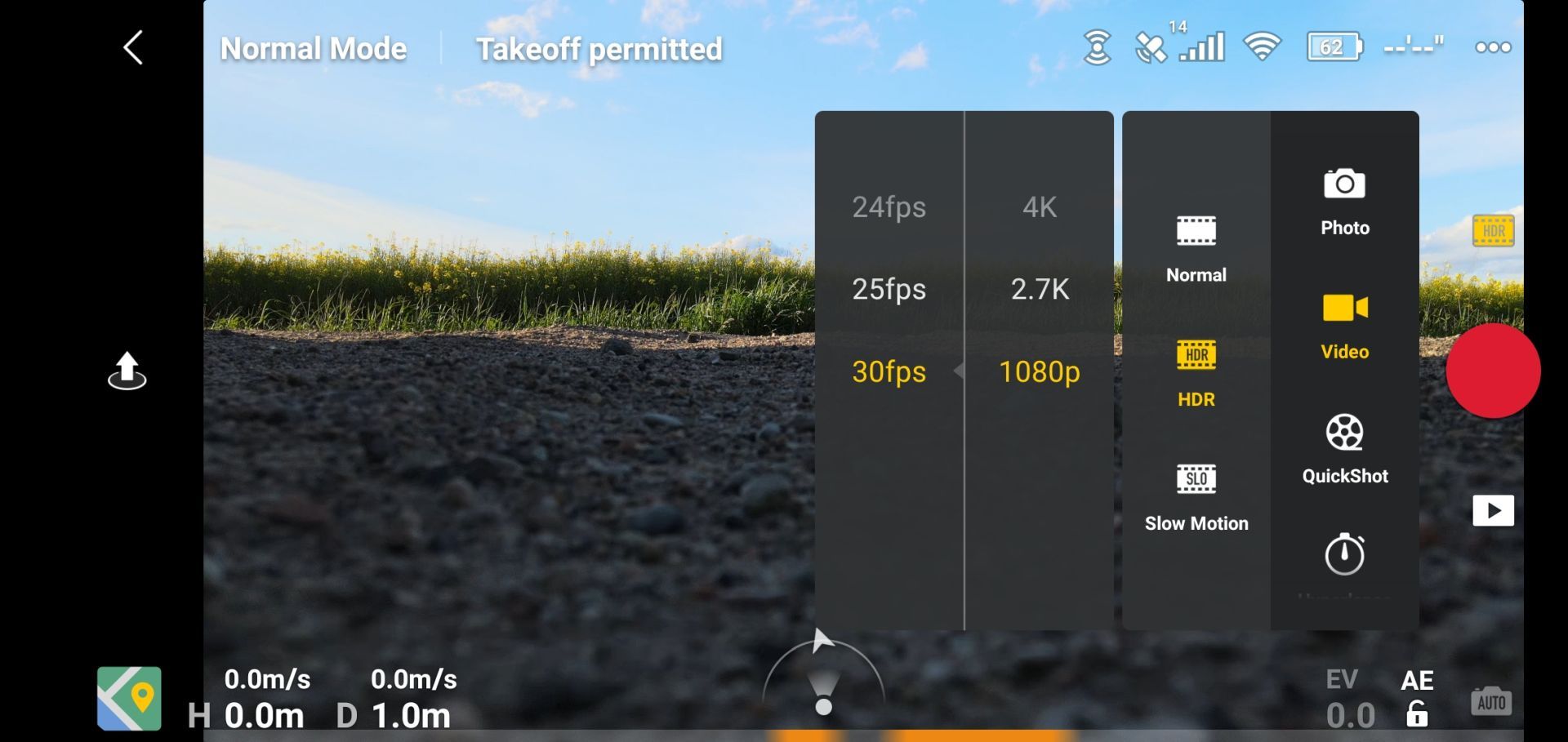 Dji Mavic Air 2 - ustawienia nagrywania w aplikacji Dji Fly
