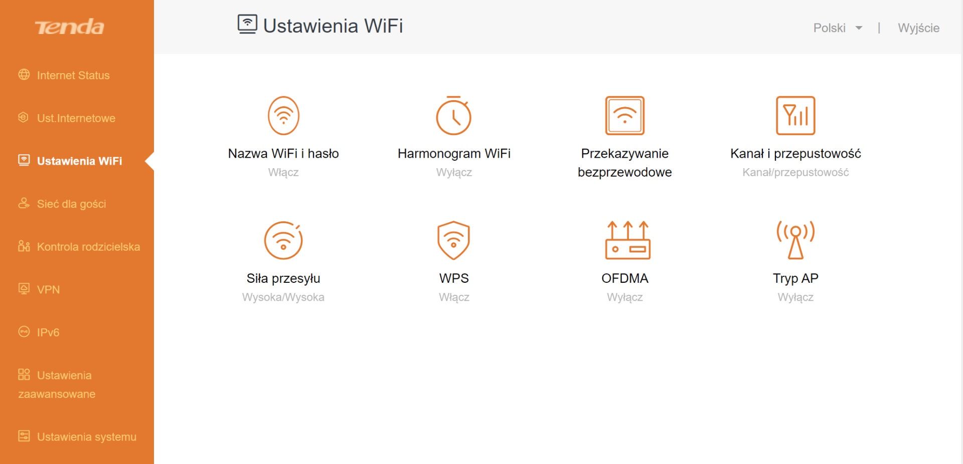 Tenda TX3 - ustawienia Wi-Fi