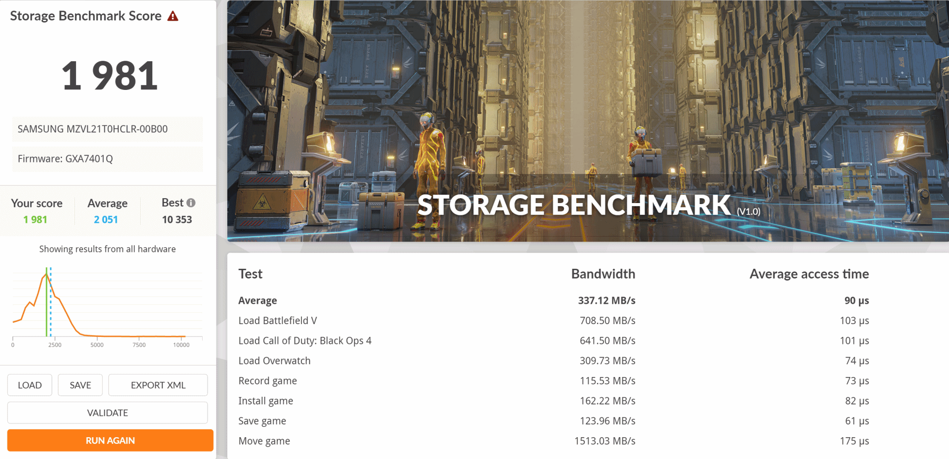 ASUS Zenbook S 13 OLED AMD - test 3DMark Storage