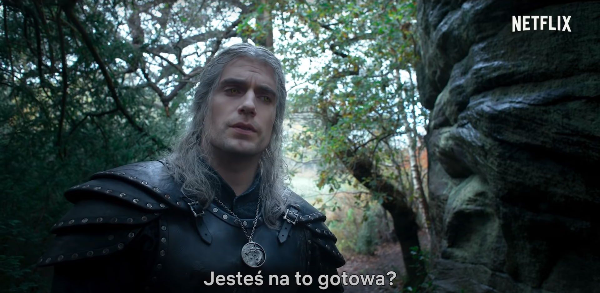 Zrzut ekranu z zwiastuna drugiego sezonu serialu Wiedźmin - Geralt ma wątpliwości