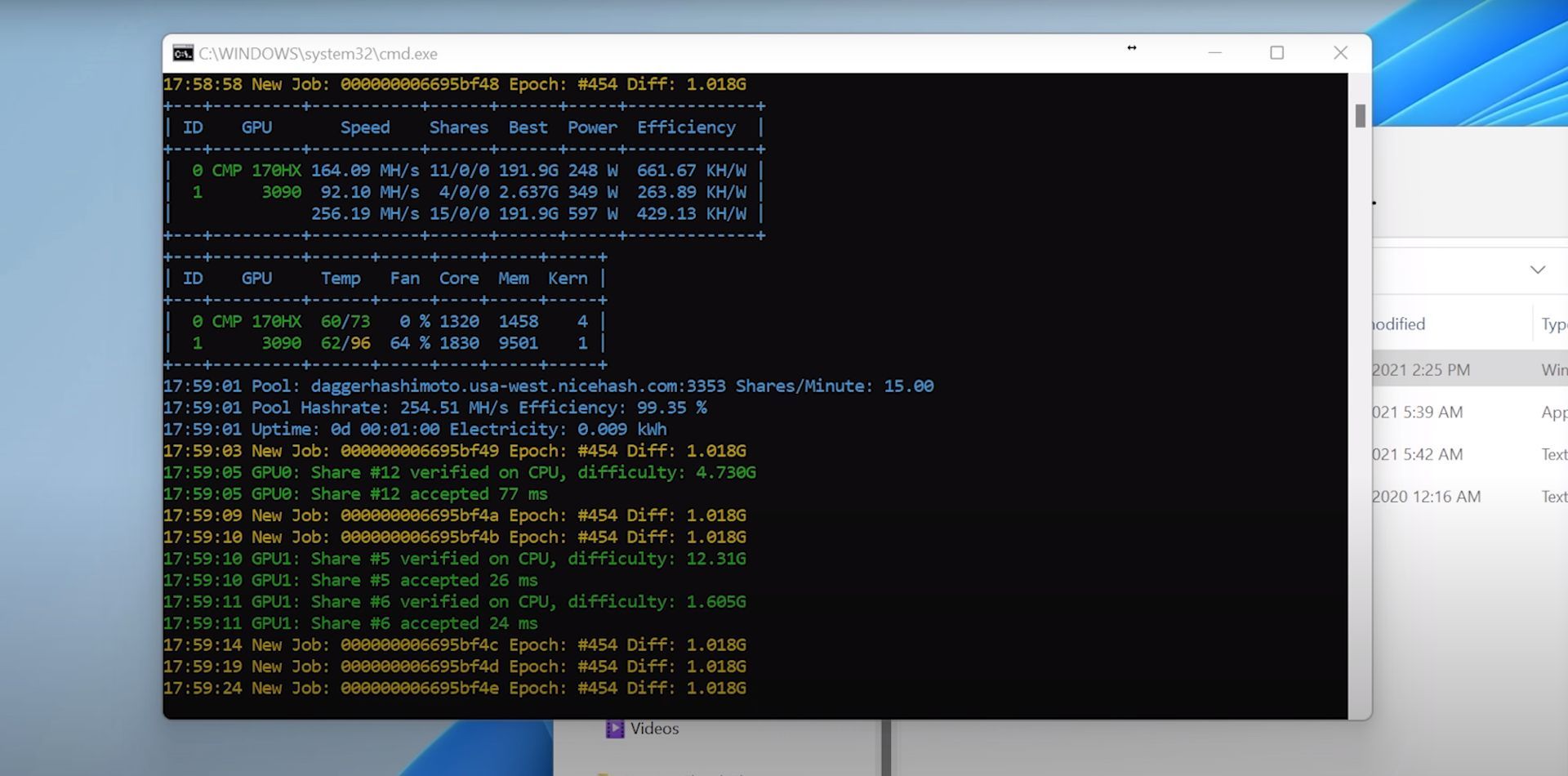 Nvidia CMP 170HX - wydajność w kopaniu kryptowaluty Ethereum