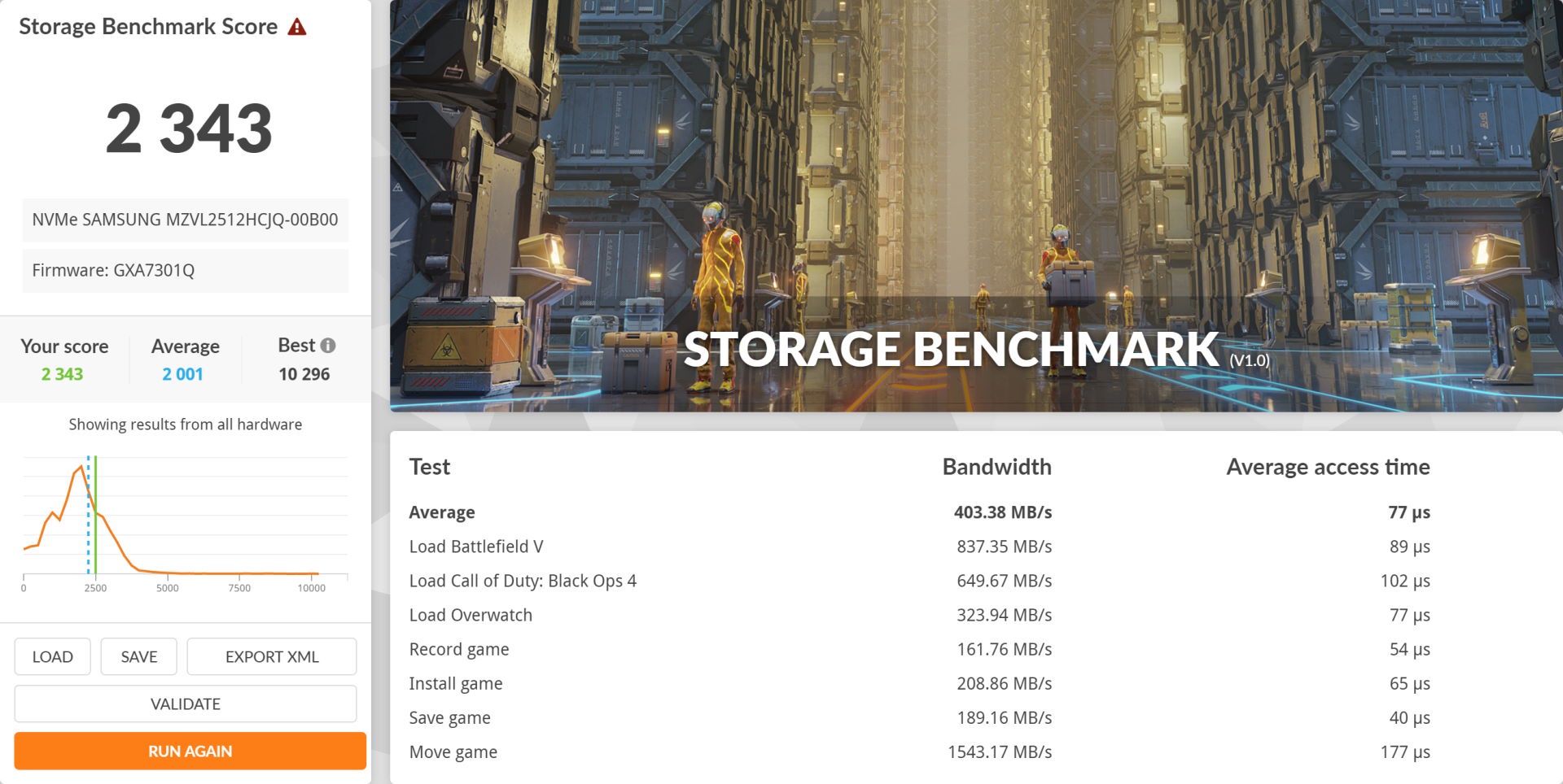 ASUS Zenbook 14X OLED - wyniki 3DMark Storage