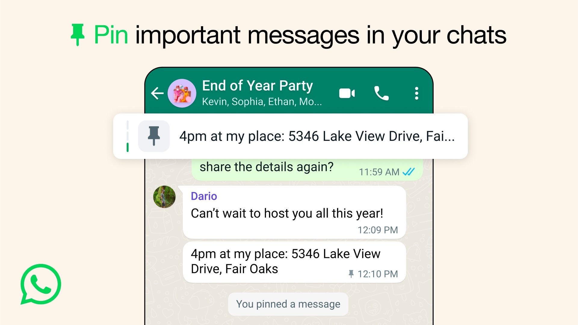 Przypinanie wiadomości w WhatsApp