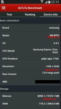 Galaxy Note 4 smartfon AnTuTu