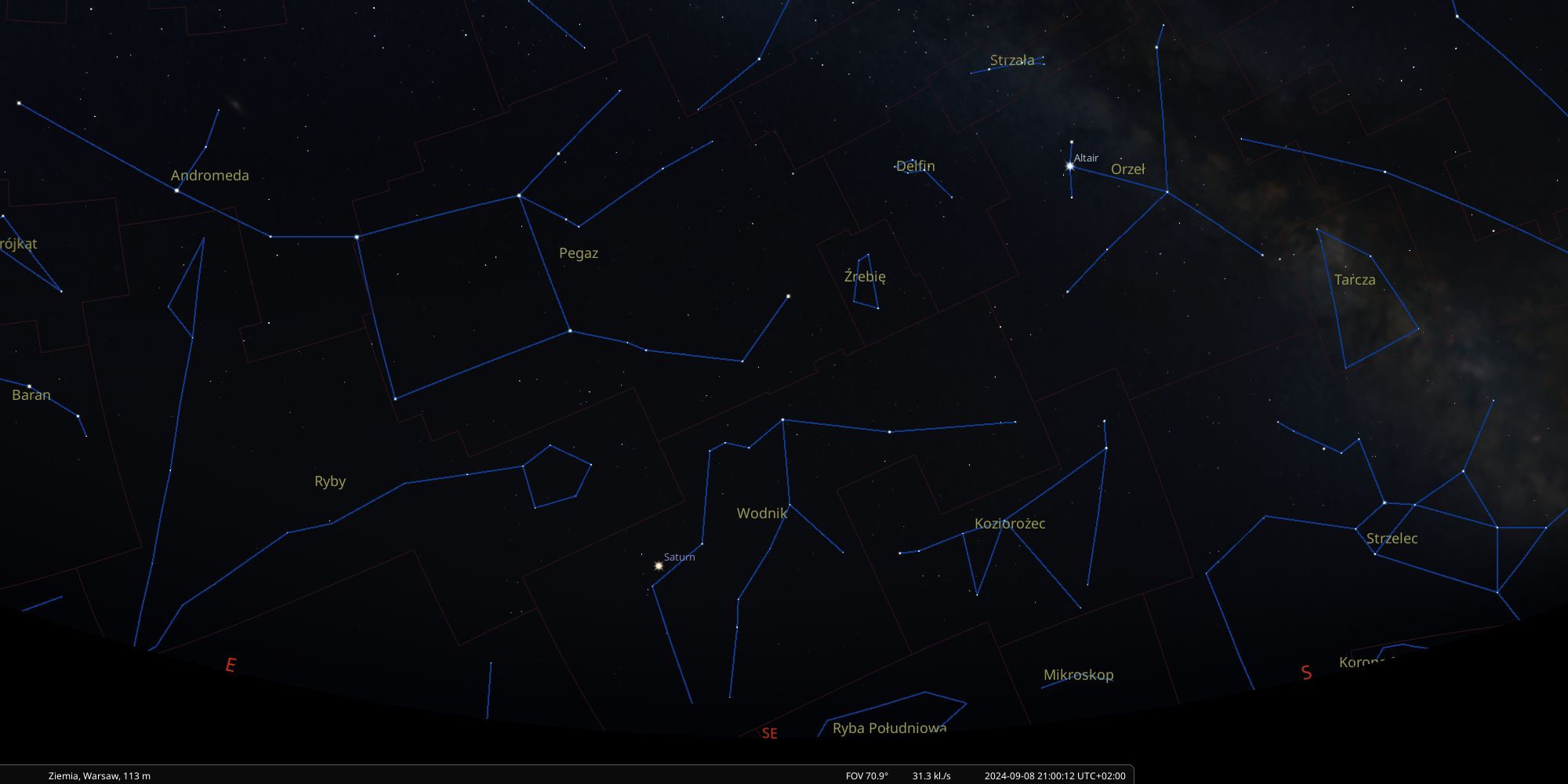 Saturn na niebie konstelacje