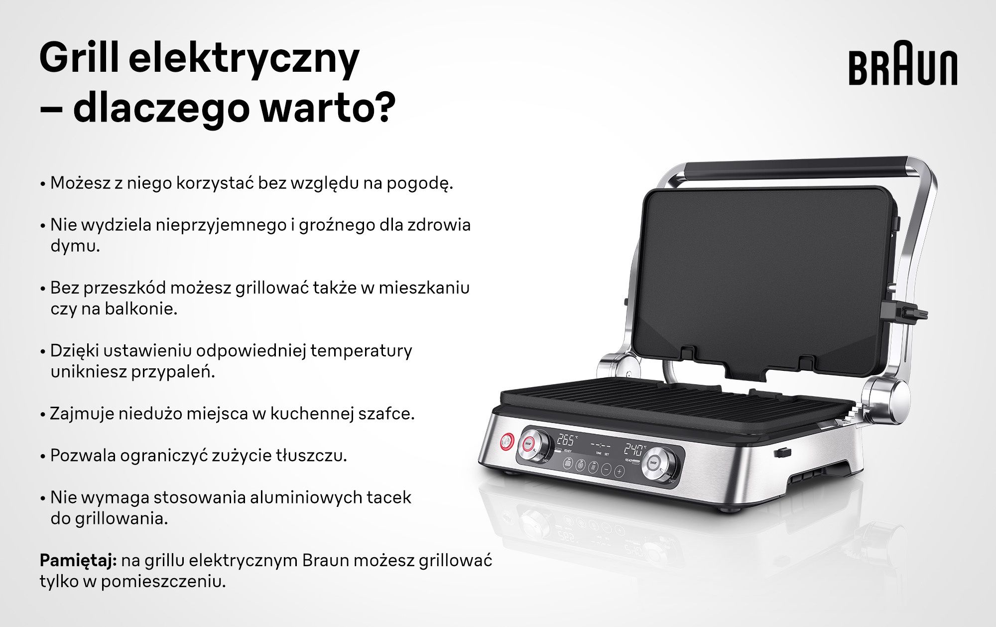 Braun - grill elektryczny infografika